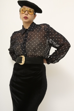 camisa poa transparência vintage