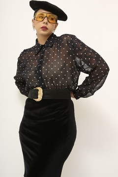 camisa poa transparência vintage - Capichó Brechó