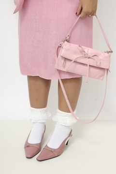 Bolsa rosa 100% couro dupla alça - comprar online