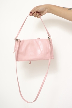 Bolsa rosa 100% couro dupla alça - Capichó Brechó