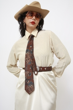 Gravata marrom western 100% seda - loja online