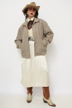 Jaqueta rustica bomber forrada bege - comprar online