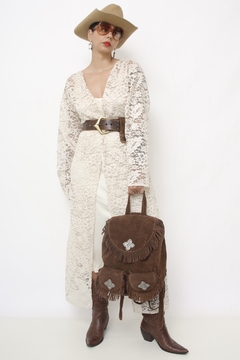 Imagem do Mochila franja 100% couro boho