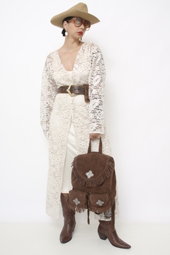 Mochila franja 100% couro boho na internet