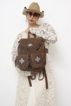 Imagem do Mochila franja 100% couro boho