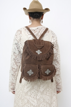 Mochila franja 100% couro boho