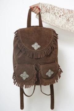 Mochila franja 100% couro boho - comprar online