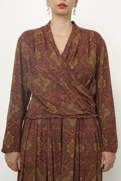 Conjunto estampa CALÇA + BLUSA boho vinho - Capichó Brechó
