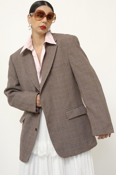 Blazer xadrez bordo forrado vintage - Capichó Brechó