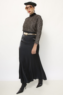 Blusa veludo com dourado gola alta vintage - loja online