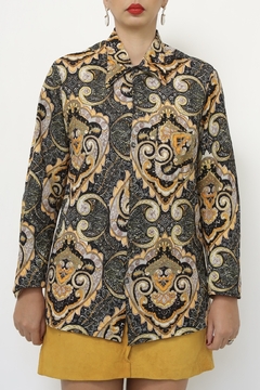 Camisa preta estampada vintage - loja online