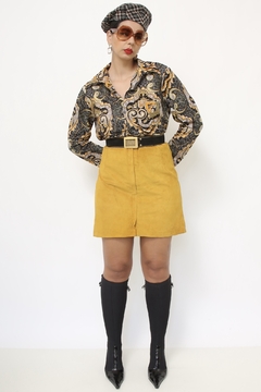 Camisa preta estampada vintage
