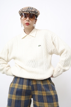 Pulover LACOSTE tricot creme classico