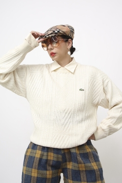 Pulover LACOSTE tricot creme classico - comprar online