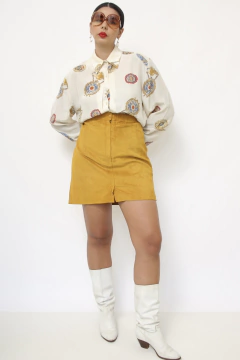 Saia 100% couro amarela vintage