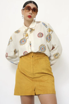 Saia 100% couro amarela vintage na internet