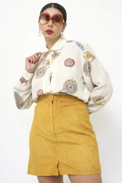 Saia 100% couro amarela vintage