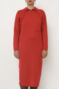 Vestido tricot vermelho rec ombro - Capichó Brechó