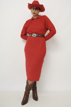 Vestido tricot vermelho rec ombro