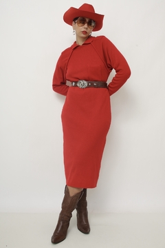 Vestido tricot vermelho rec ombro na internet