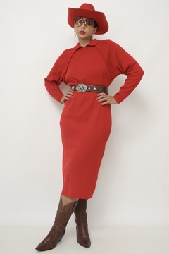Vestido tricot vermelho rec ombro - comprar online