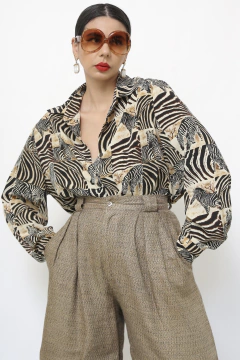 Camisa zebra manga longa vintage na internet