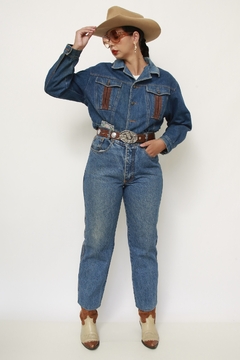 Jaqueta Jeans cropped det veludo