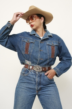 Jaqueta Jeans cropped det veludo