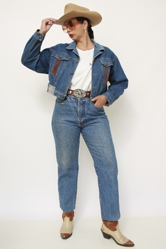 Jaqueta Jeans cropped det veludo