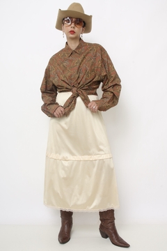 Maxi camisa western marrom