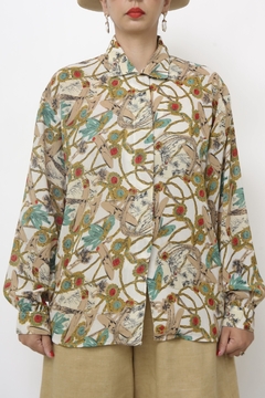Camisa western estampa com verde poliester