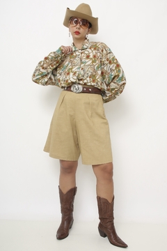 Camisa western estampa com verde poliester - Capichó Brechó