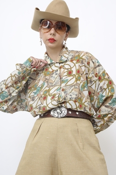 Camisa western estampa com verde poliester - loja online