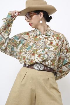 Camisa western estampa com verde poliester na internet