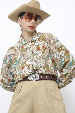 Camisa western estampa com verde poliester - Capichó Brechó