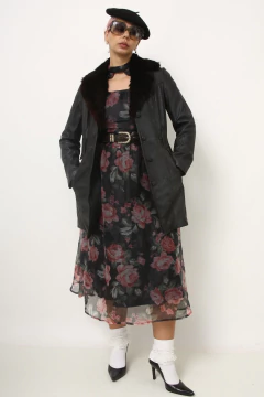 Casaco couro gola de pele vintage na internet