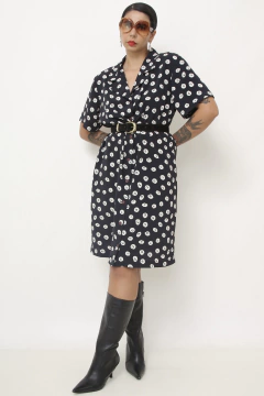 Vestido azul marinho estampa PATSY midi na internet