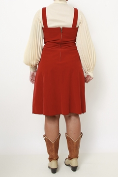 Vestido veludo vermelho bordado - comprar online