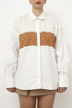 Camisa western VERA CARVALHO poa rec marrom - comprar online