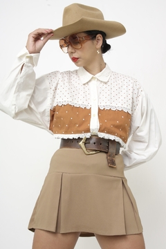 Camisa western VERA CARVALHO poa rec marrom