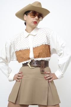 Camisa western VERA CARVALHO poa rec marrom - comprar online