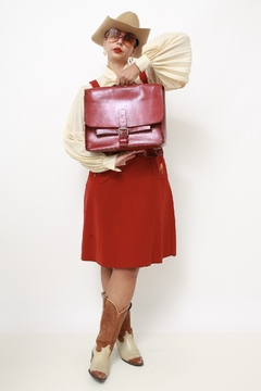 Mochila 100% couro marsala
