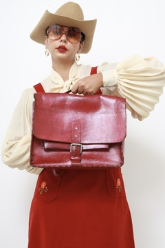 Mochila 100% couro marsala - comprar online