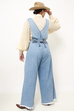 Macacao jeans flare amarração - loja online