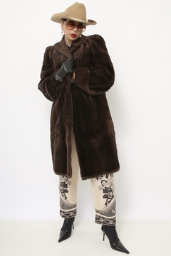 Casaco pele marrom forrado classico - comprar online