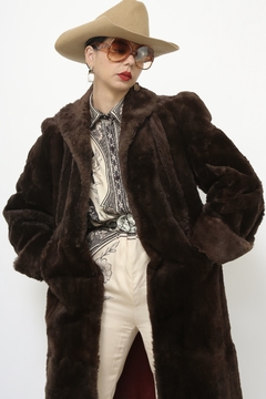 Casaco pele marrom forrado classico - comprar online