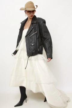 Jaqueta 100% couro biker preta forrada - comprar online