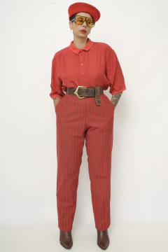 Calça vermelha com verde 70´s - loja online