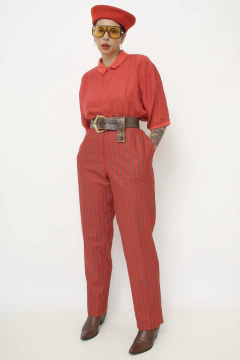 Calça vermelha com verde 70´s - loja online