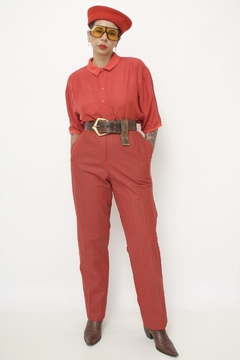 Calça vermelha com verde 70´s - comprar online